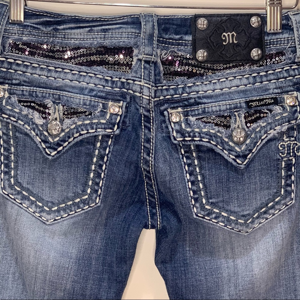 MISS ME Sequin and Crystals Boot Cut Jeans